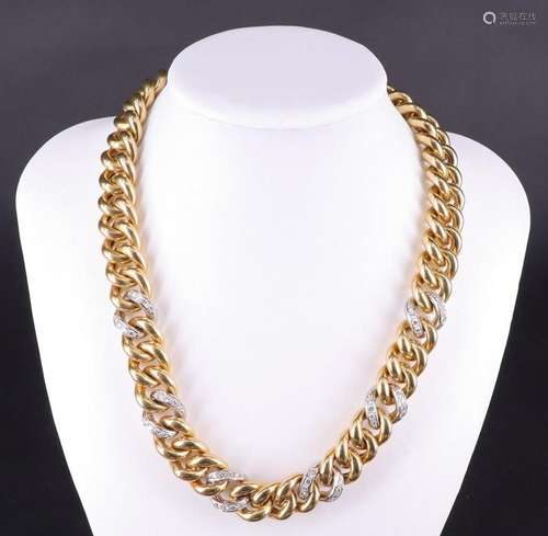 Collier, 750er Gold GG und WG, sechs Glieder mit Diamanten b...