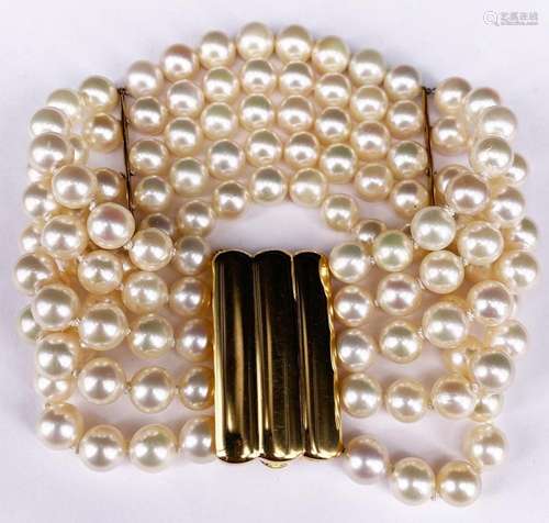 Fünf-reihiges Perlarmband / five row pearl bracelet. 750er G...