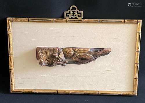Holzornament aus Tempel, Asien, Alter unbekannt, 6 x 22 x 2,...