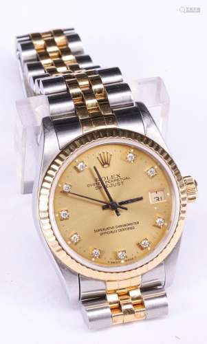 Rolex, Oyster Perpetual Date Just, Armbanduhr, goldfarbenes ...