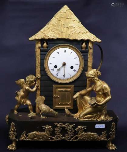 Kaminuhr Frankreich / Mantle clock, France. Um 1800, vergold...