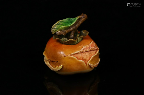 CHINESE POLYCHROMED RARE MATERIAL PERSIMMON