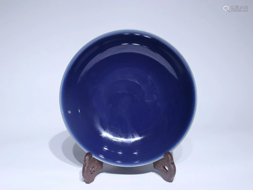 CHINESE SACRIFICIAL-BLUE-GLAZED CHARGER, 'QING XIANFENG' MAR...