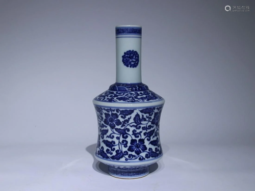 CHINESE BLUE-AND-WHITE PEAR-FORM VASE DEPICTING 'FLORAL', 'Q...