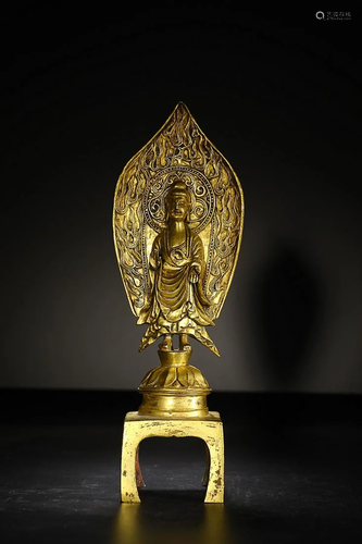 CHINESE GILT-BRONZE FIGURE OF BUDDHA