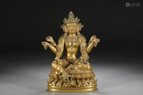 CHINESE GILT-BRONZE FIGURE OF BUDDHA, 'MING YONGLE' MARK