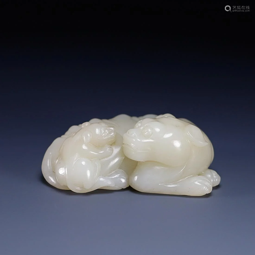 CHINESE HETIAN JADE AUSPICIOUS BEAST