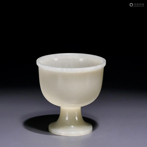 CHINESE HETIAN JADE CUP ON HIGH FOOT