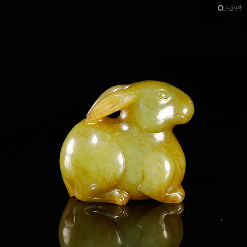 CHINESE HETIAN YELLOW JADE RABBIT