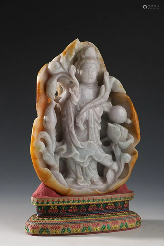 CHINESE JADEITE FIGURE OF GUANYIN