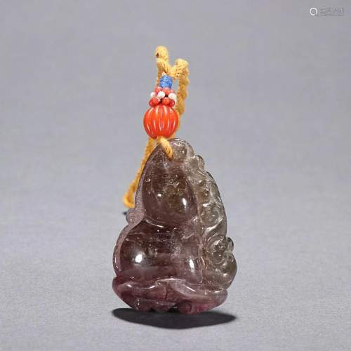 CHINESE TOURMALINE DOUBLE-GOURD-FORM PENDANT WITH CARVED 'BA...
