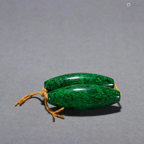 TWO CHINESE RARE MATERIAL BEADS