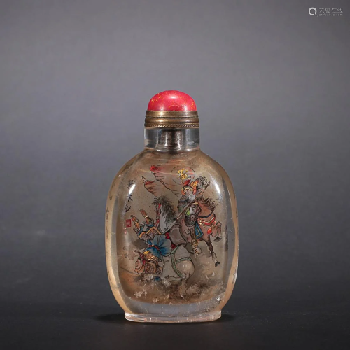 CHINESE CRYSTAL SNUFF BOTTLE DEPICTING 'FIGURE STORY' AND 'P...