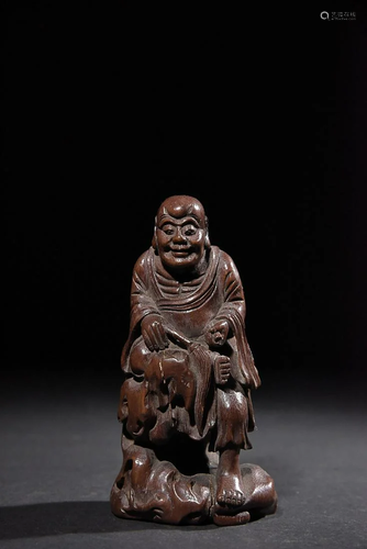 CHINESE BAMBOO FIGURE OF MAITREYA