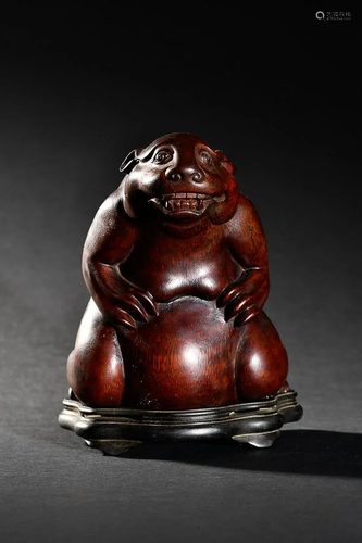 CHINESE BAMBOO MOUSE-FORM INCENSE BURNER