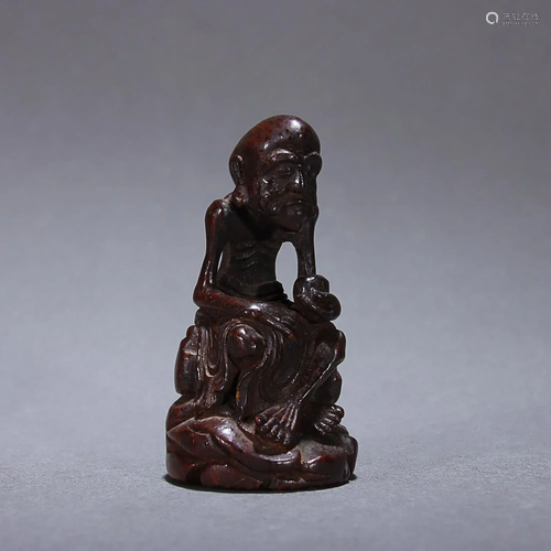 CHINESE BAMBOO FIGURE OF ARHAT