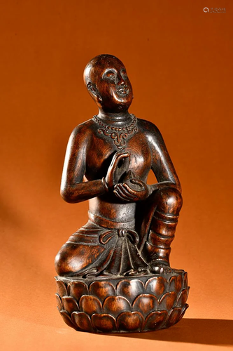 CHINESE AGARWOOD FIGURE OF ARHAT