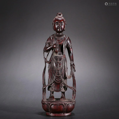 CHINESE AGARWOOD FIGURE OF GUANYIN