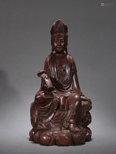 CHINESE AGARWOOD FIGURE OF GUANYIN