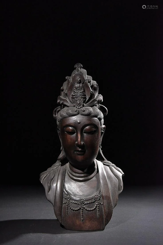 CHINESE AGARWOOD FIGURE OF GUANYIN