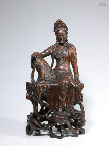 CHINESE AGARWOOD FIGURE OF GUANYIN