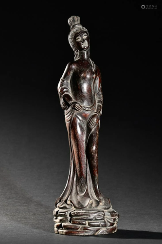 CHINESE AGARWOOD FIGURE OF YANG GUIFEI