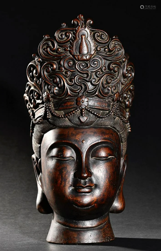 CHINESE AGARWOOD HEAD OF GUANYIN