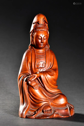 CHINESE BOXWOOD FIGURE OF GUANYIN