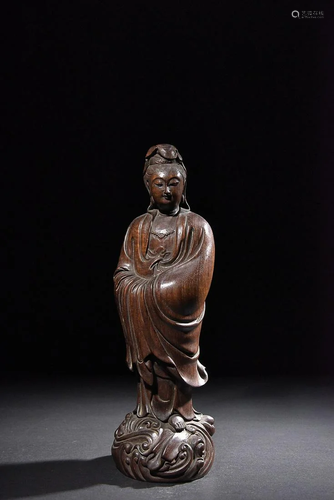 CHINESE BOXWOOD FIGURE OF GUANYIN