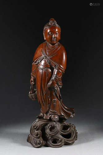 CHINESE BOXWOOD FIGURE OF GUANYIN