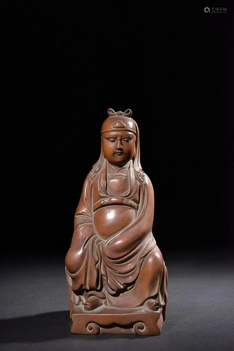 CHINESE BOXWOOD FIGURE OF GUANYU