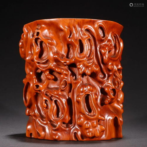 CHINESE BOXWOOD BRUSHPOT