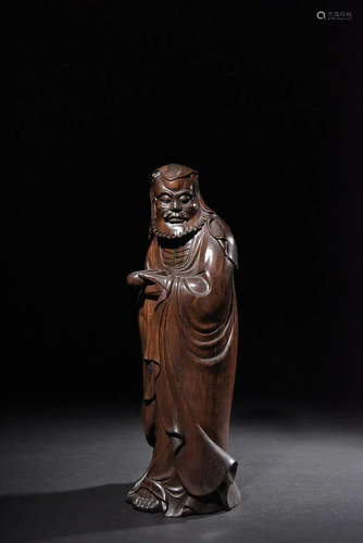 CHINESE ROSEWOOD FIGURE OF DAMO