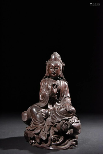 CHINESE SANDALWOOD FIGURE OF GUANYIN