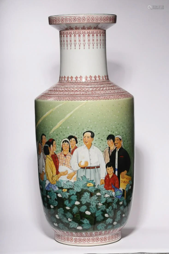 CHINESE FAMILLE-ROSE MALLET VASE DEPICTING 'FIGURE STORY', '...