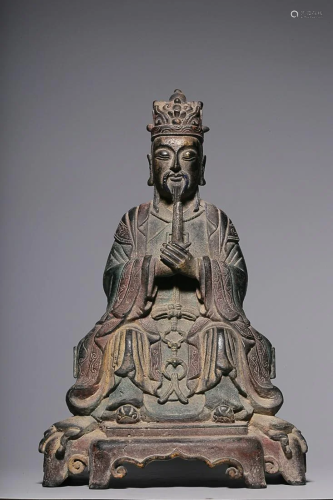 CHINESE BRONZE FIGURE OF YUANSHI TIANZUN