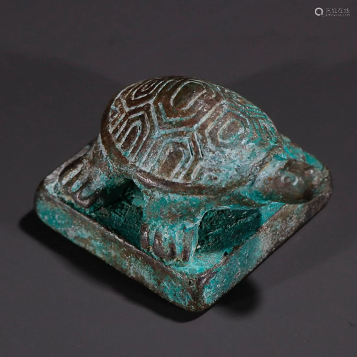 CHINESE BRONZE SEAL WITH 'TORTOISE' KNOB