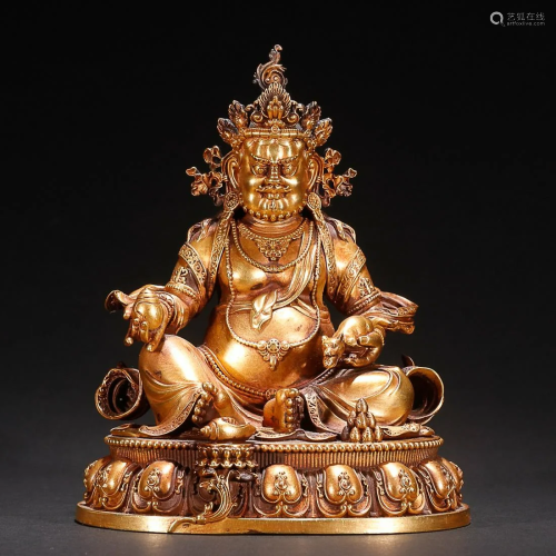 CHINESE GILT-BRONZE FIGURE OF CAISHEN, 'MING YONGLE' MARK