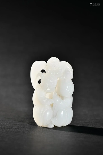 CHINESE HETIAN JADE HAND PIECE WITH CARVED 'CHILDREN AT PLAY...