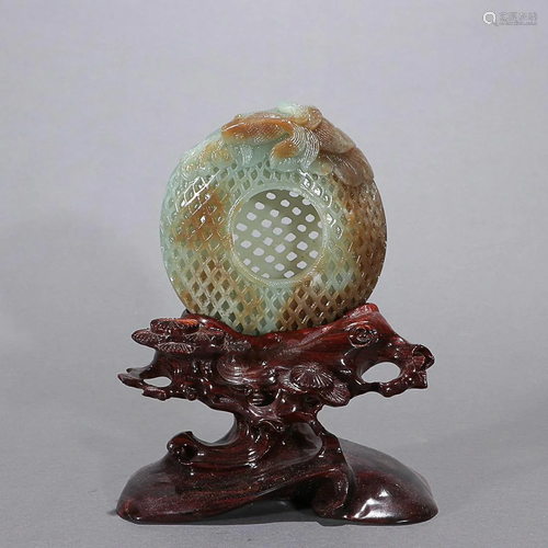 CHINESE HETIAN JADE OPENWORK FISH BASKET