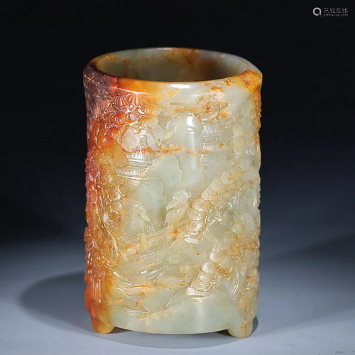 CHINESE HETIAN JADE BRUSHPOT