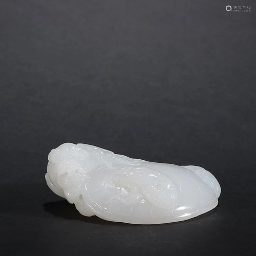 CHINESE HETIAN WHITE JADE TORTOISE-DRAGON