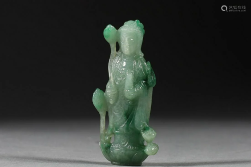 CHINESE JADEITE FIGURE OF GUANYIN