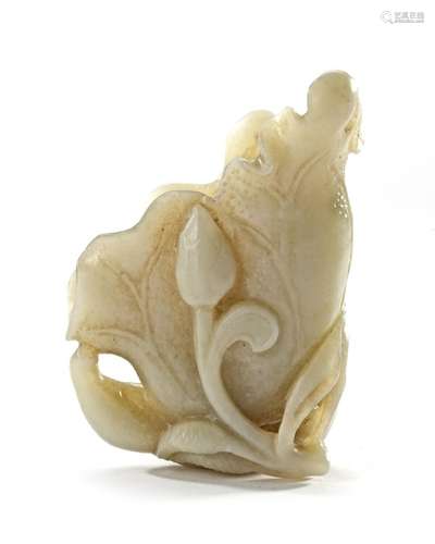 A CHINESE JADE LOTUS CARVING