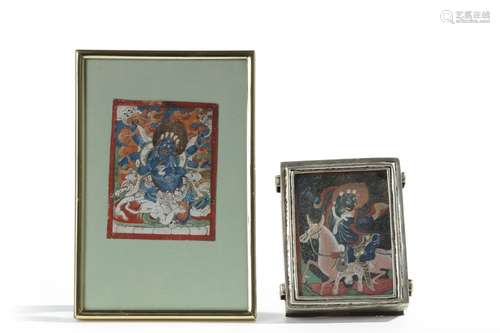 TWO MONGOLIAN INITIATION CARD PAINTINGS OF PALDEN LHAMO AND ...