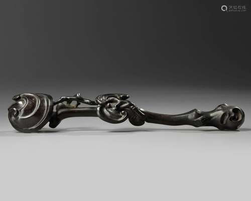 A  CHINESE HARDWOOD RUYI-SCEPTRE, QING-DYNASTY (1644-1911)