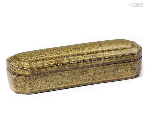 AN INDIAN LACQUER PAPIER-MACHÉ PENBOX (QALAMDAN), 19TH CENTU...