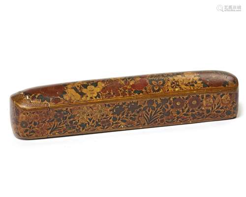 A MUGHAL PAPIER-MACHÉ PEN CASE  (QALAMDAN), INDIA, 17TH - 18...