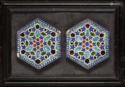 A PAIR OF CUERDA SECA POTTERY TILES