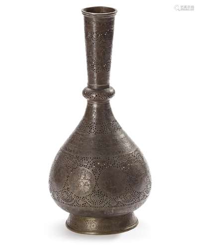 A QAJAR BRASS PIERCED VASE, PERSIA 19TH CENTURY